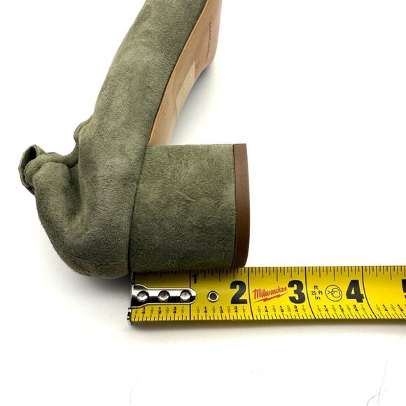 Everlane The Italian Leather Day Heel Suede Olive Green 6 - Picture 12 of 13